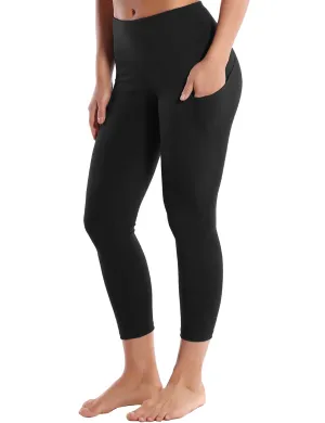 22" High Waist Side Pockets Capris black_Jogging