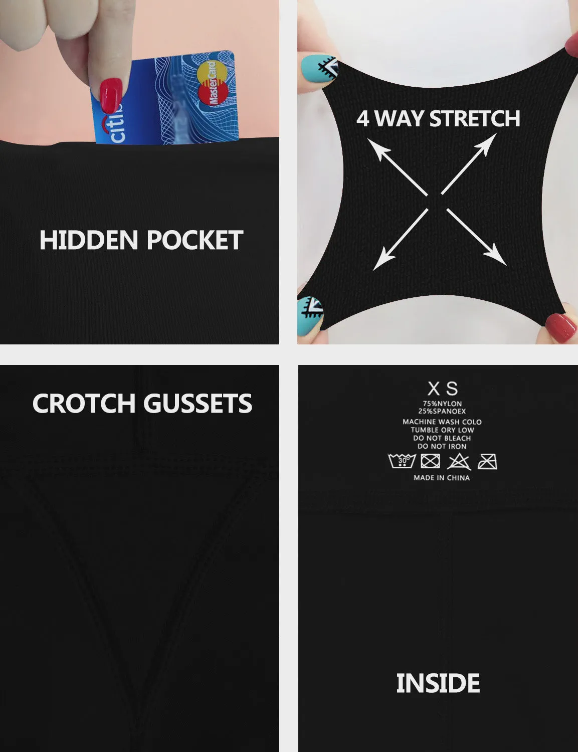 22" High Waist Side Pockets Capris black_Jogging