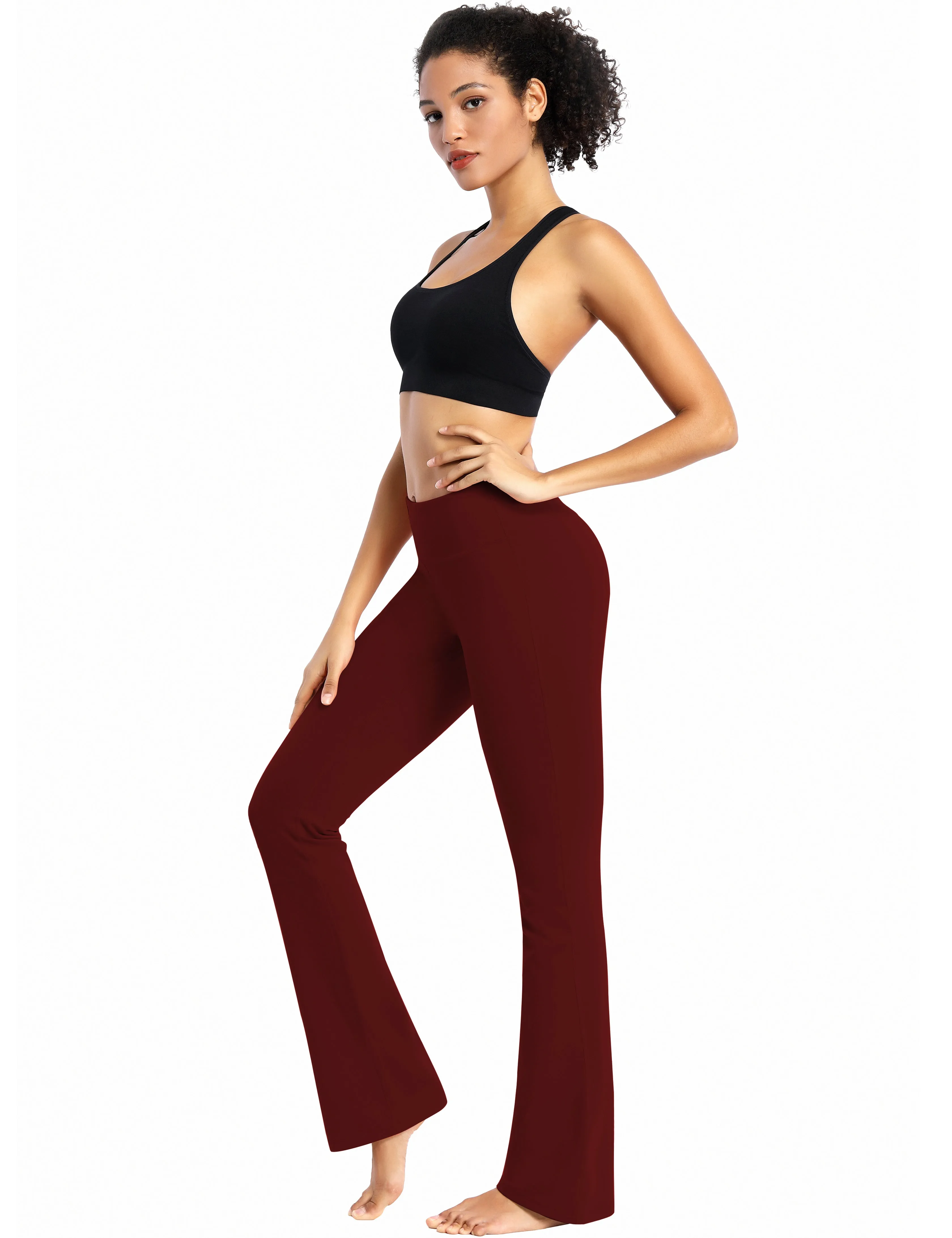 29" 31" 33" 35" Cotton Nylon Bootcut Leggings cherryred_Jogging