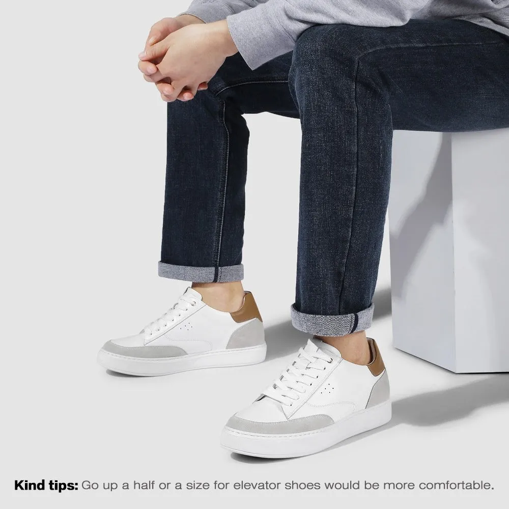 6 CM / 2.36 Inches CMR CHAMARIPA Height Increasing Casual Shoes Stylish White Leather Casual Lift Sneakers - Elevate Your Height