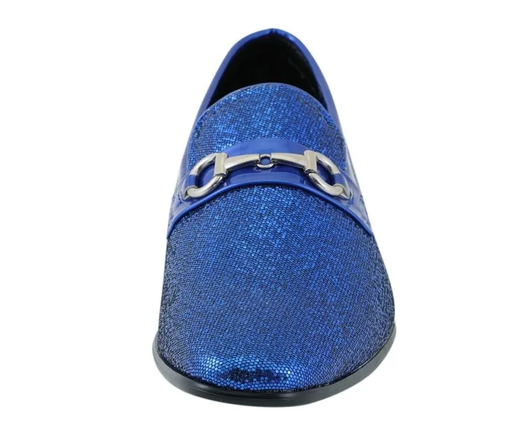 Amali Sutton Luxe Blue Glitter Loafers Men’s Glitter Upper