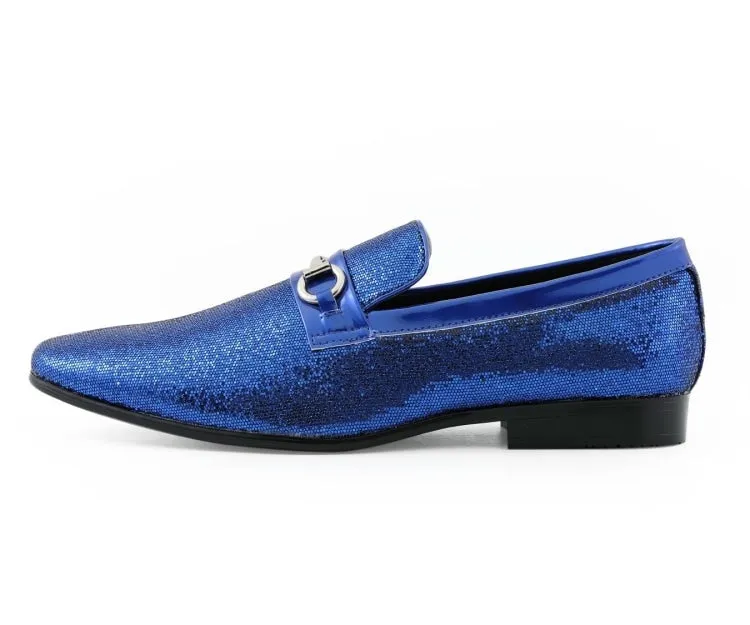 Amali Sutton Luxe Blue Glitter Loafers Men’s Glitter Upper