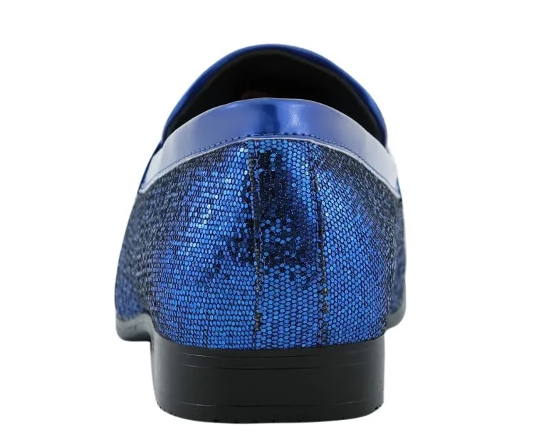 Amali Sutton Luxe Blue Glitter Loafers Men’s Glitter Upper
