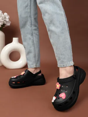 Black Stylish Slip-On Clogs For Women (TC-LCLOG5-BLK)