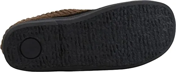 Clarks Black/Brown Suede Leather Knitted Collar Plush Faux Fur Lining Slippers