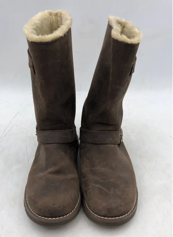 Ed Hardy Women's 11FTL103W Brown Leather Snow Boots - Size 9.5