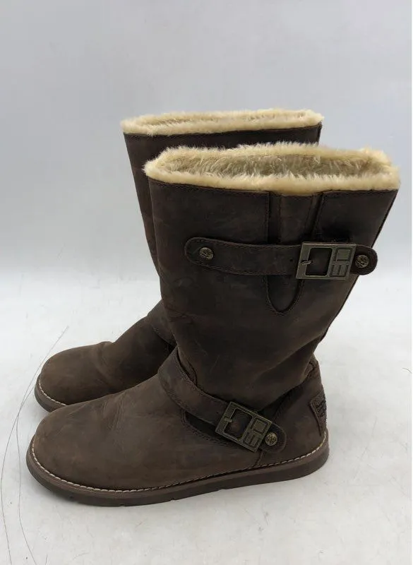 Ed Hardy Women's 11FTL103W Brown Leather Snow Boots - Size 9.5