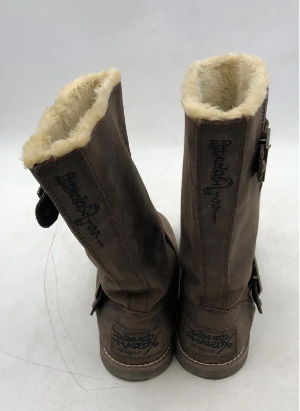 Ed Hardy Women's 11FTL103W Brown Leather Snow Boots - Size 9.5