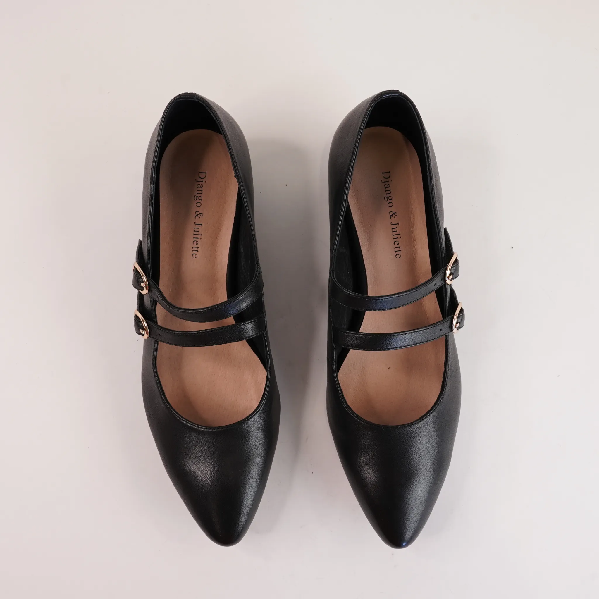 Fuela Black Leather Flats