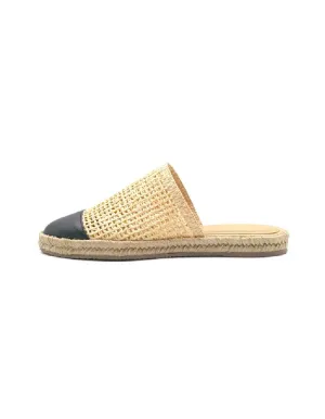 Kaanas Palau Fishnet Mule Espadrille - Custard/Black