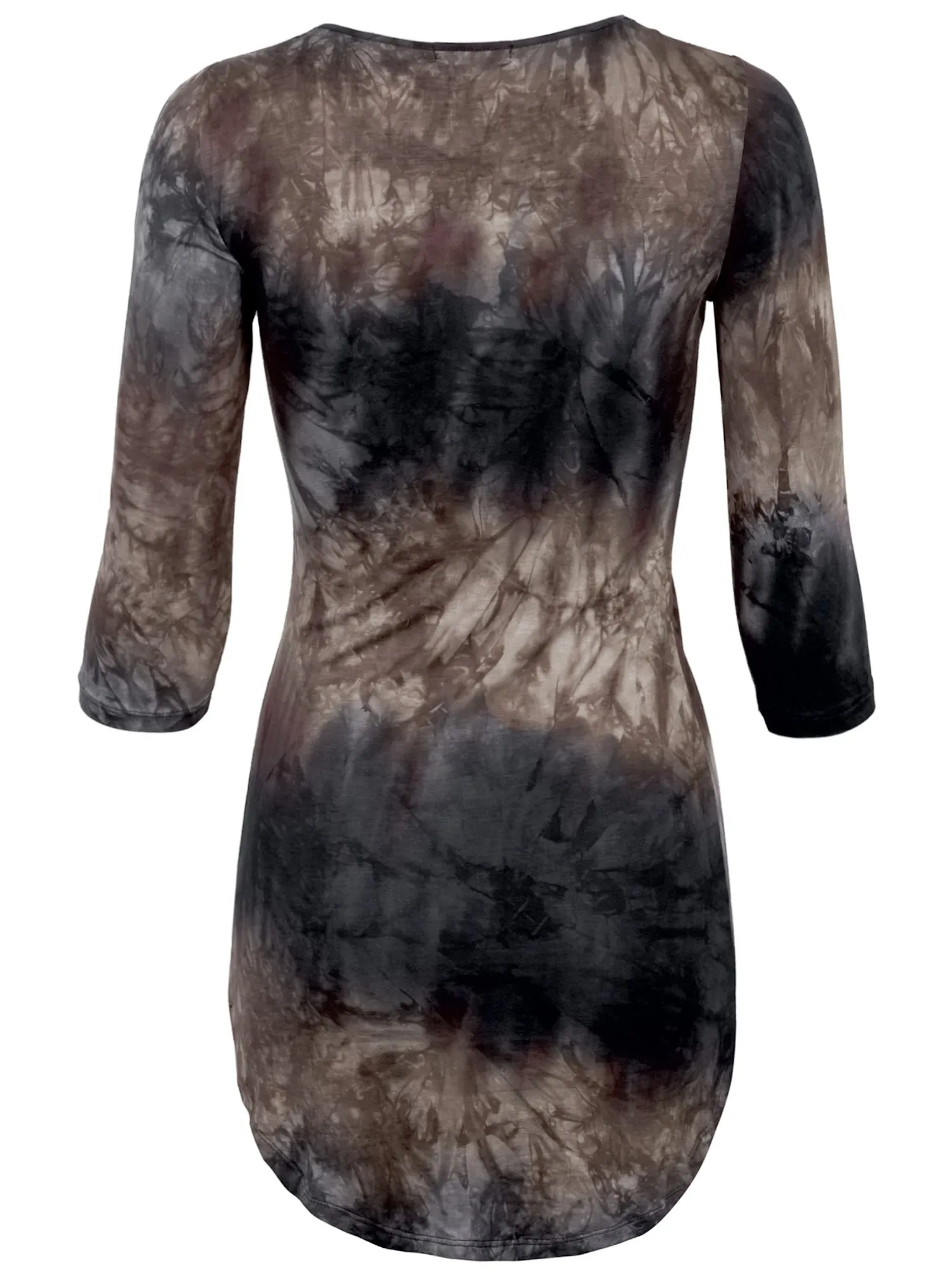 KOGMO Womens Front Eyelet 3/4 Sleeve Tie Dye Casual Dress