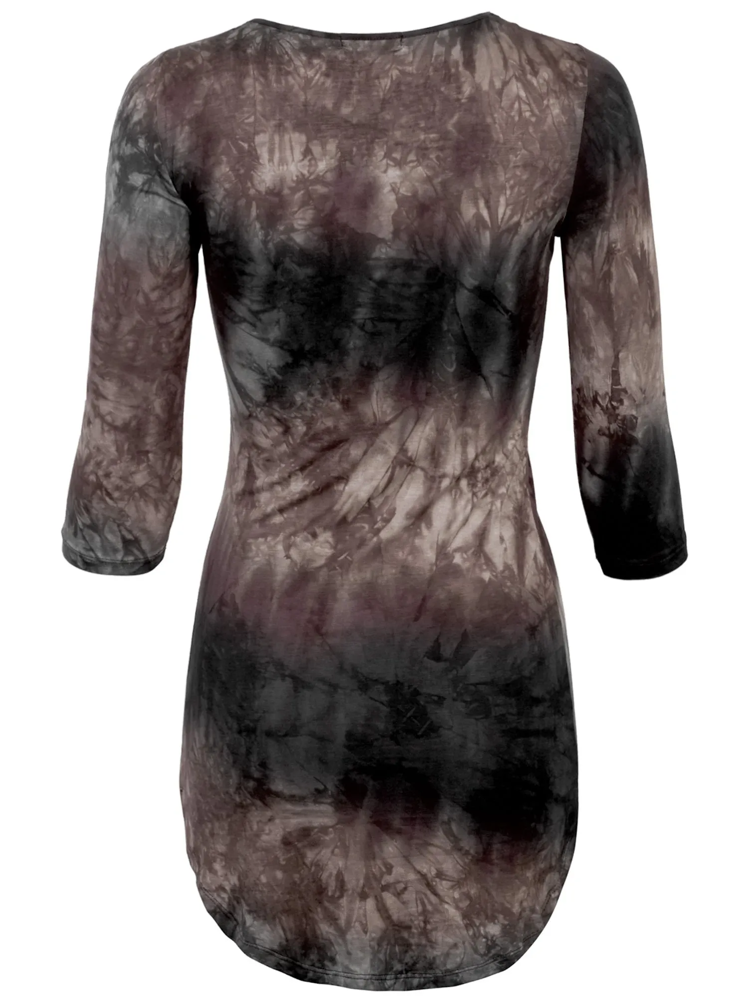 KOGMO Womens Front Eyelet 3/4 Sleeve Tie Dye Casual Dress