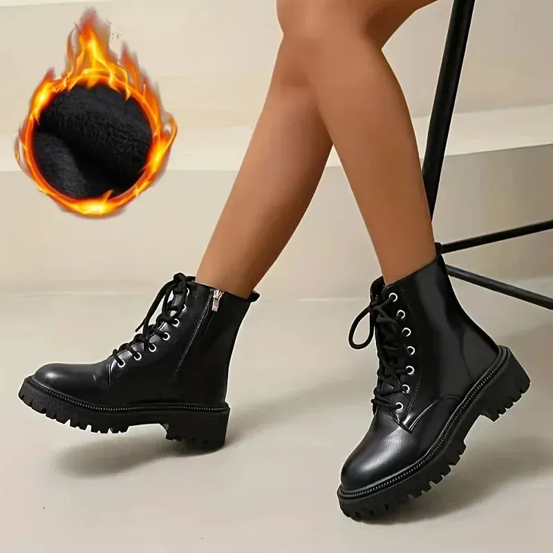 Large comfy with zipper high heel fur winter boots