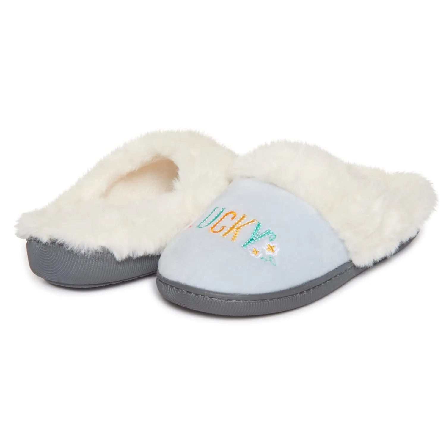 Lucky Brand Little Girls Rugged Microsuede Clog Slippers, Fuzzy Warm Bedroom Slipper, Kids Cozy Slip On House Shoes