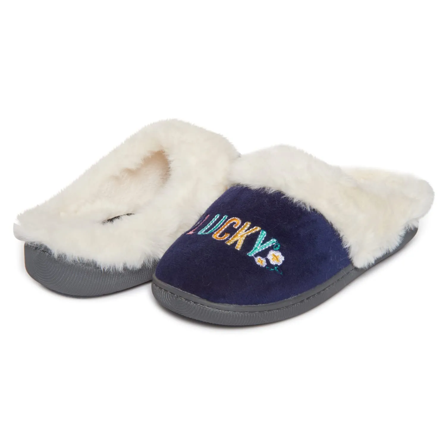 Lucky Brand Little Girls Rugged Microsuede Clog Slippers, Fuzzy Warm Bedroom Slipper, Kids Cozy Slip On House Shoes