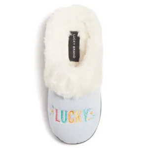 Lucky Brand Little Girls Rugged Microsuede Clog Slippers, Fuzzy Warm Bedroom Slipper, Kids Cozy Slip On House Shoes