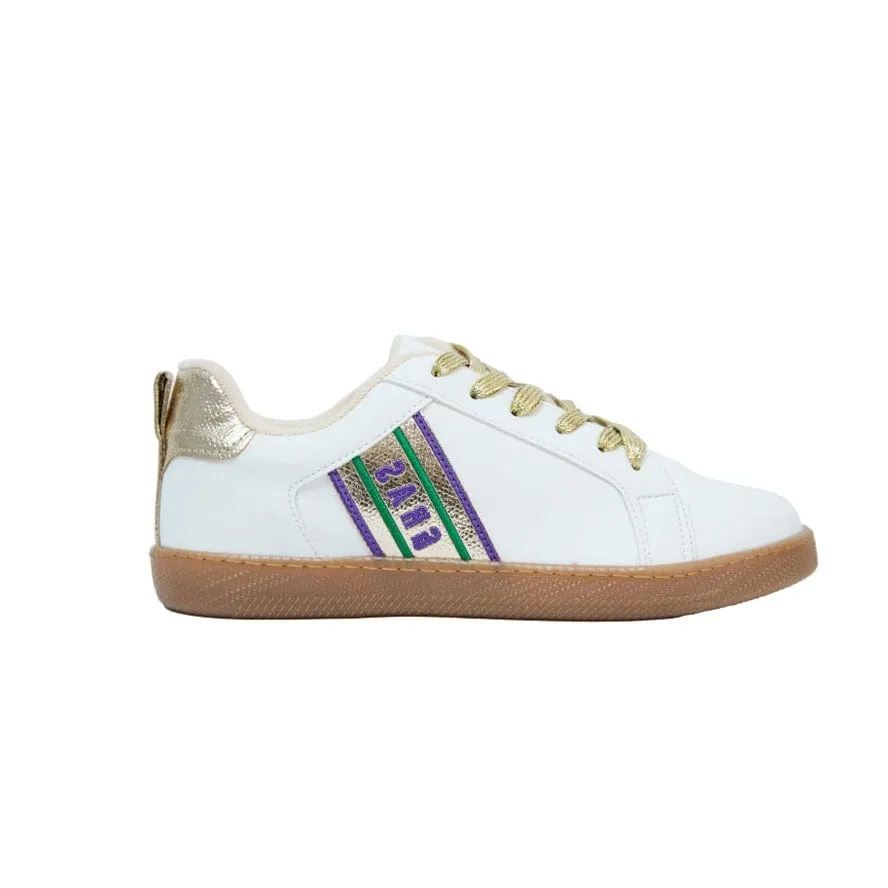 Maker's Shoes Mardi Gras Billie Sneakers with Gold Trim