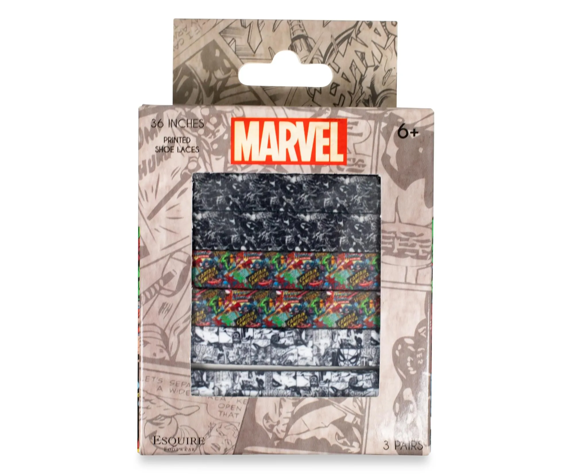 Marvel Printed Shoelaces, 3 Pairs