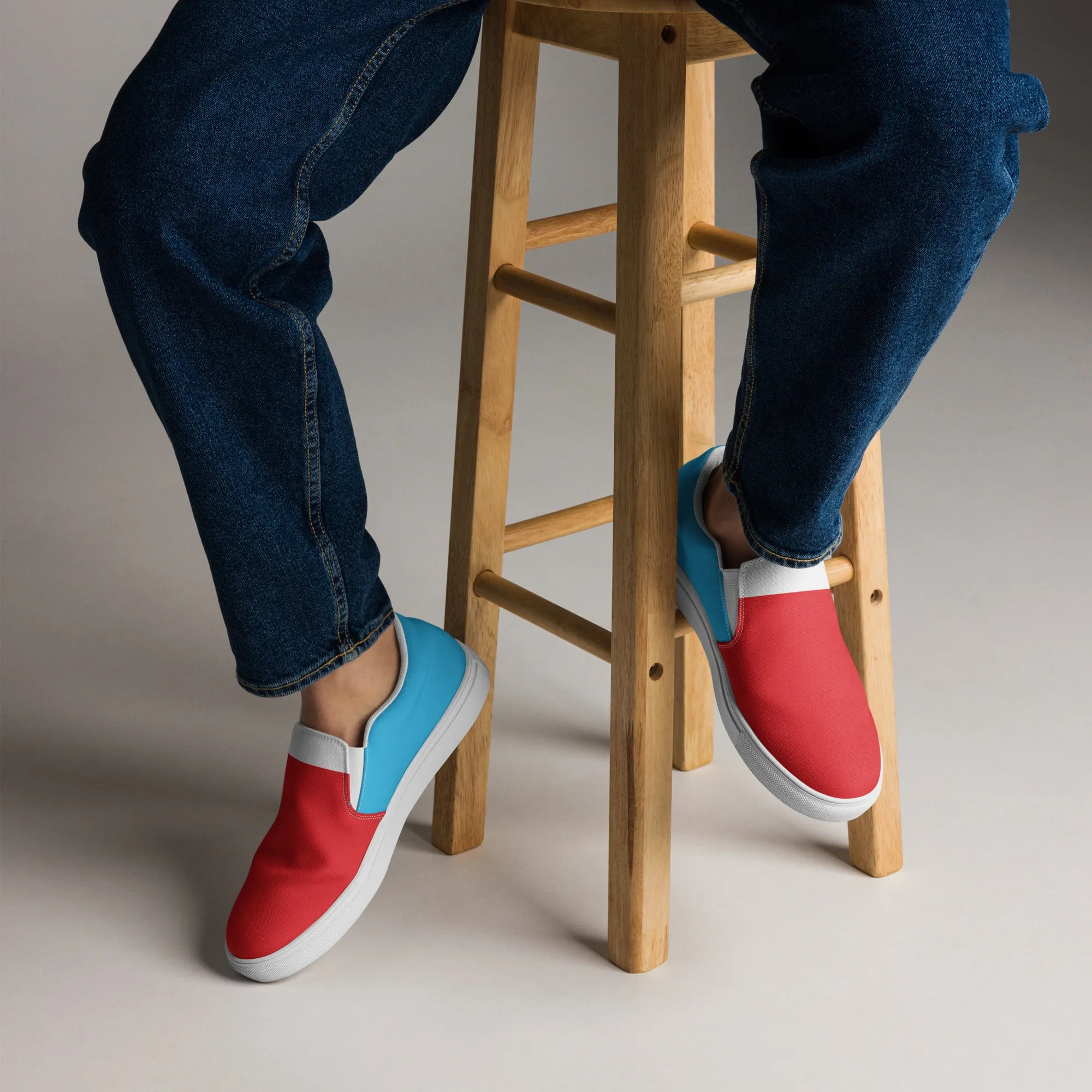 Men’s Slip-On Canvas Shoes (Red, Turquoise, White)