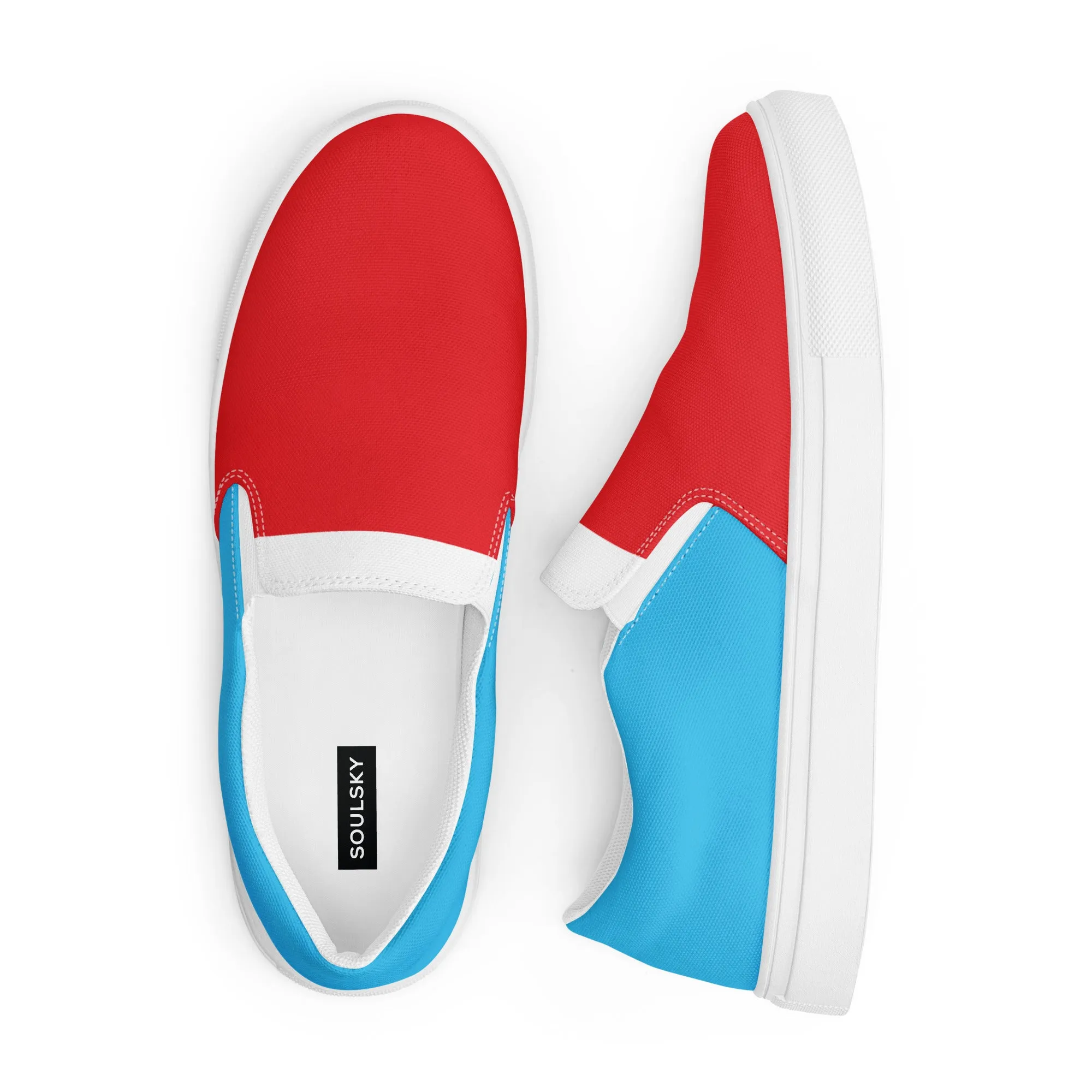 Men’s Slip-On Canvas Shoes (Red, Turquoise, White)
