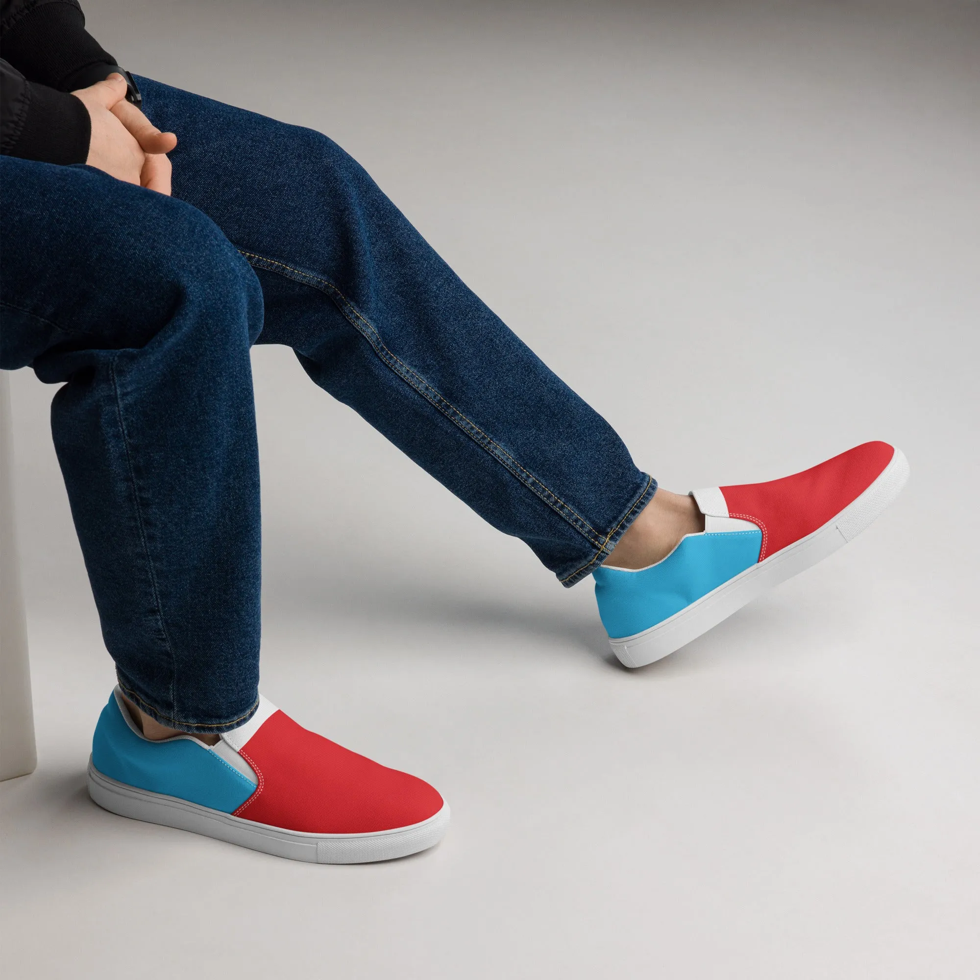 Men’s Slip-On Canvas Shoes (Red, Turquoise, White)