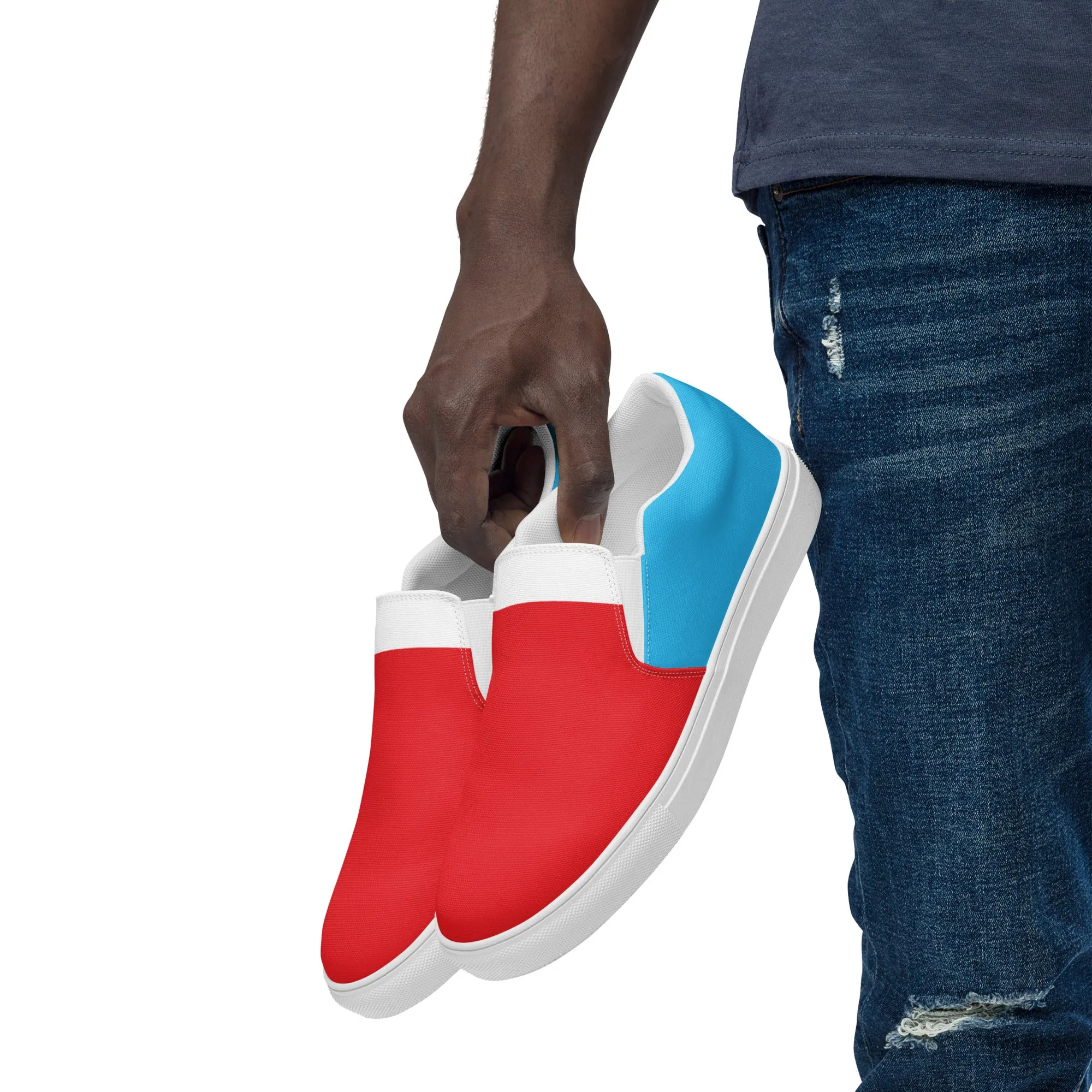 Men’s Slip-On Canvas Shoes (Red, Turquoise, White)