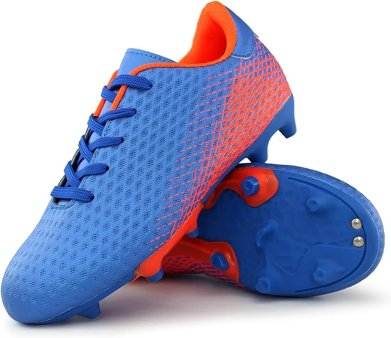 New Hawkwell Kids Athletic Comfortable Outdoor Firm Ground Soccer Cleats Shoes, Sz 11 Approx 5-7 Yrs