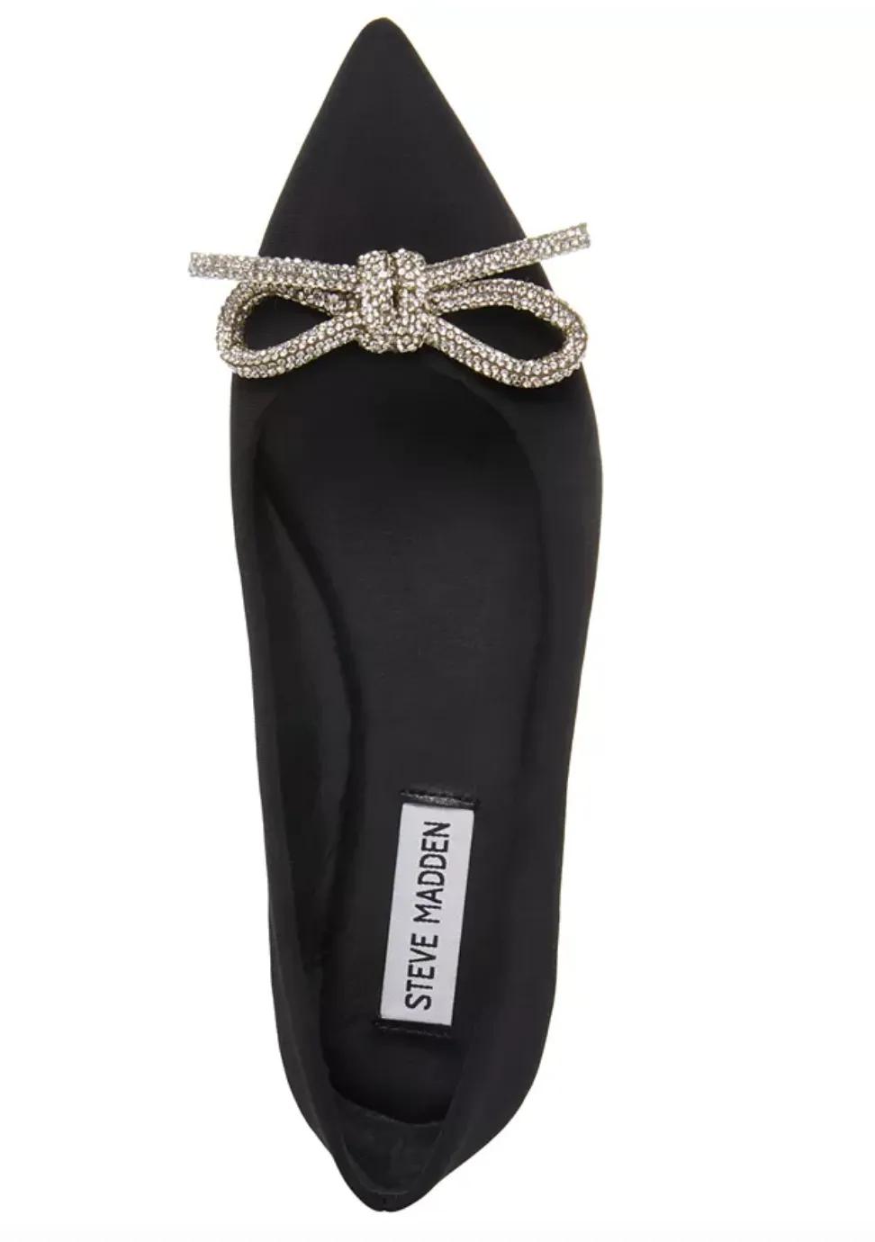 Pointed Toe Rhinestone Bow Slip On Flat