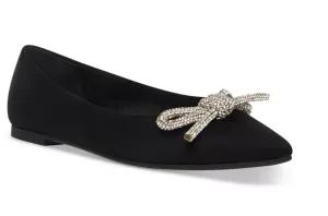 Pointed Toe Rhinestone Bow Slip On Flat