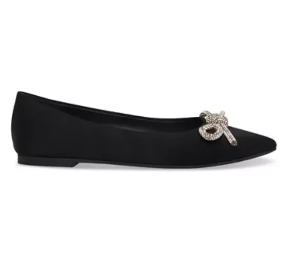 Pointed Toe Rhinestone Bow Slip On Flat