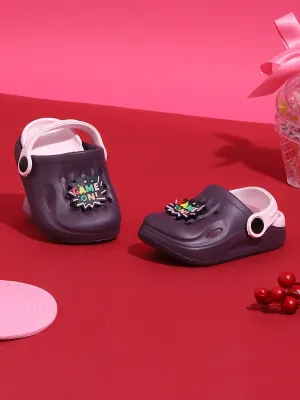 Purple Pink Stylish Slip-On Clogs For Kids-Unisex (TC-LCLOG2-PURPNK)