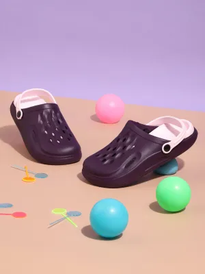 Purple Pink Stylish Slip-On Clogs For Kids-Unisex (TC-LCLOG3-PURPNK)