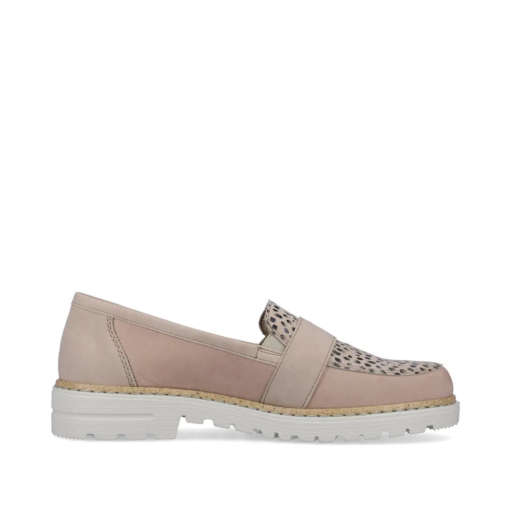 Rieker Ladies Buckle Trim Nubuck Loafer