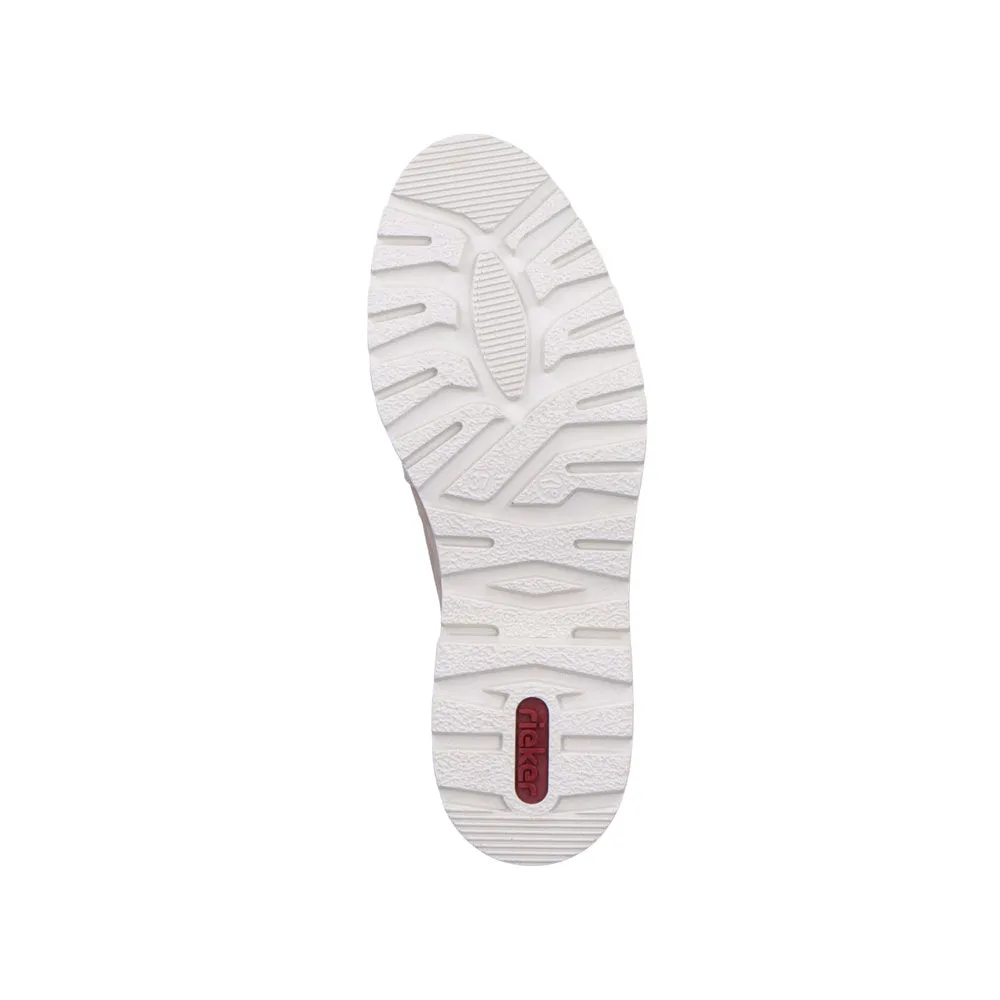 Rieker Ladies Buckle Trim Nubuck Loafer