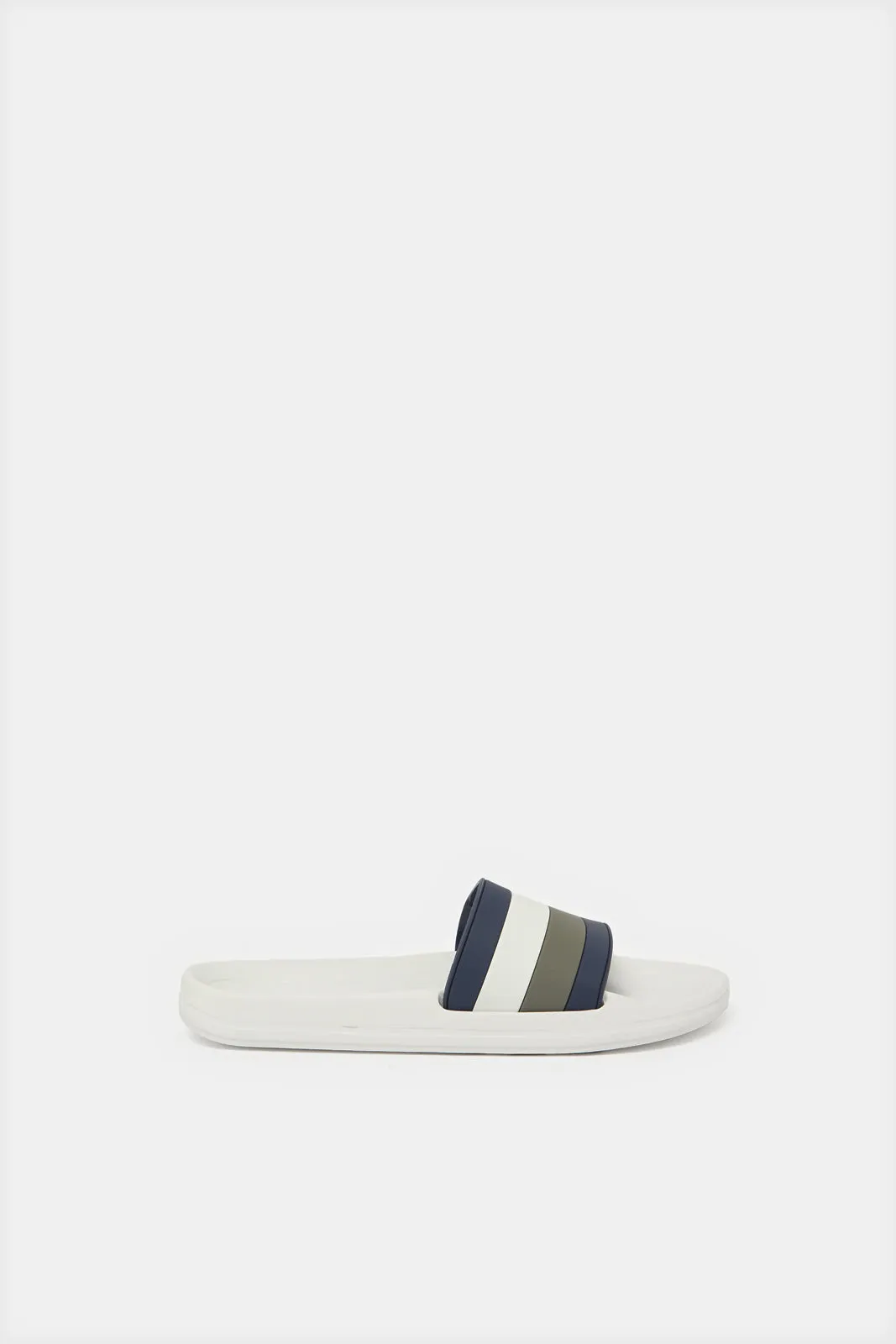 Senior Boys White Striped Slide