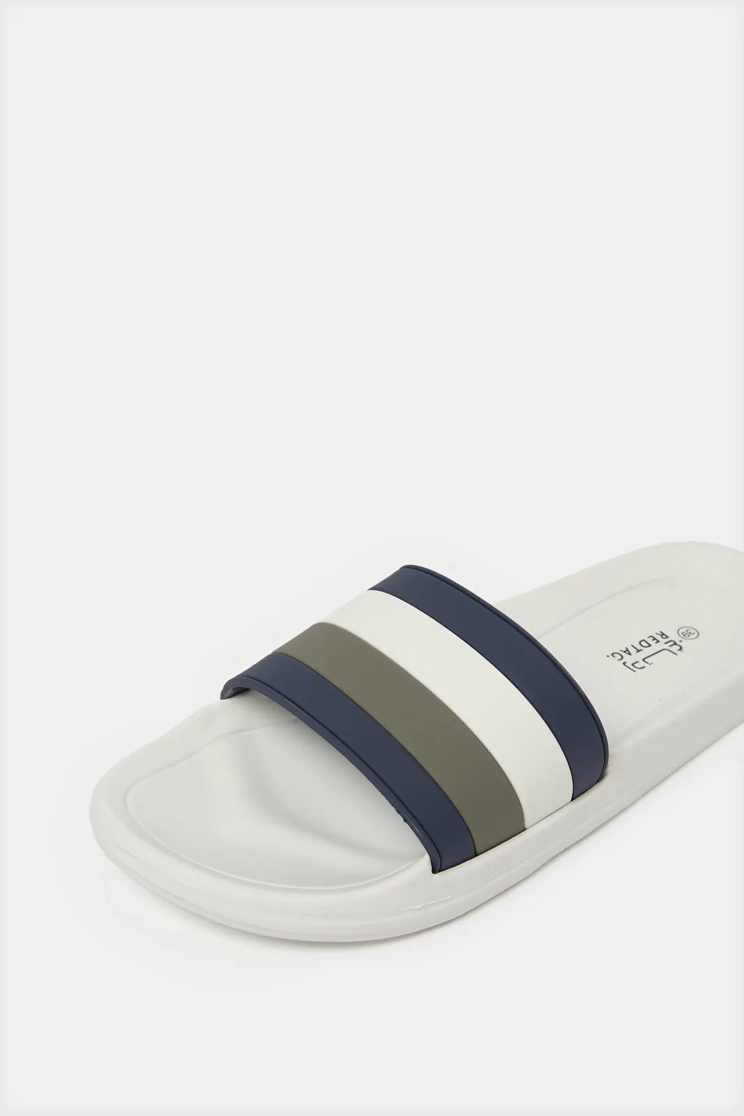 Senior Boys White Striped Slide