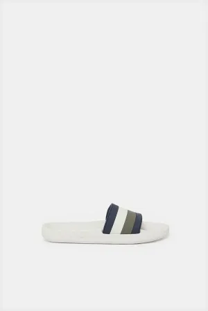Senior Boys White Striped Slide