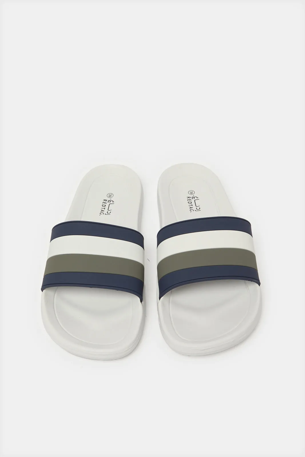Senior Boys White Striped Slide