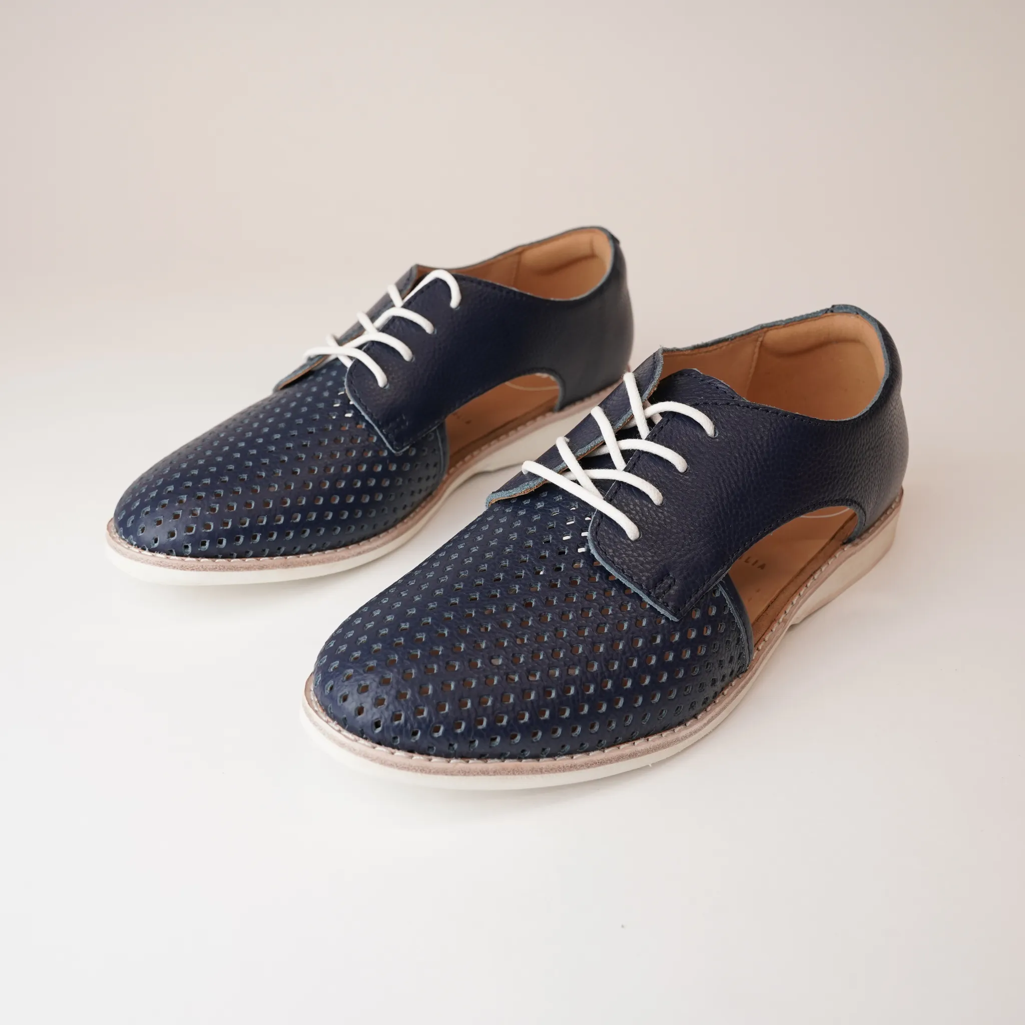 Sidecut Punch Navy Tumble Lace Up Flats