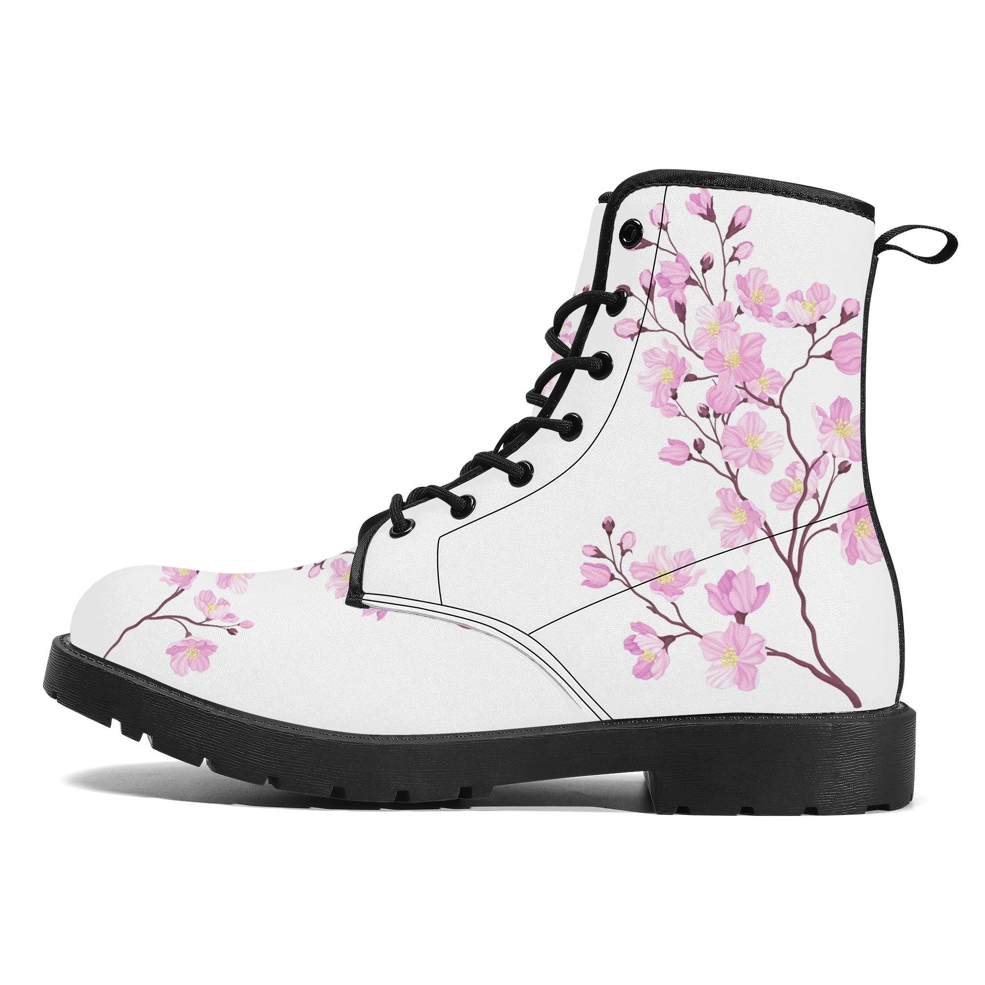 Snow White Sakura Vegan Leather Boots