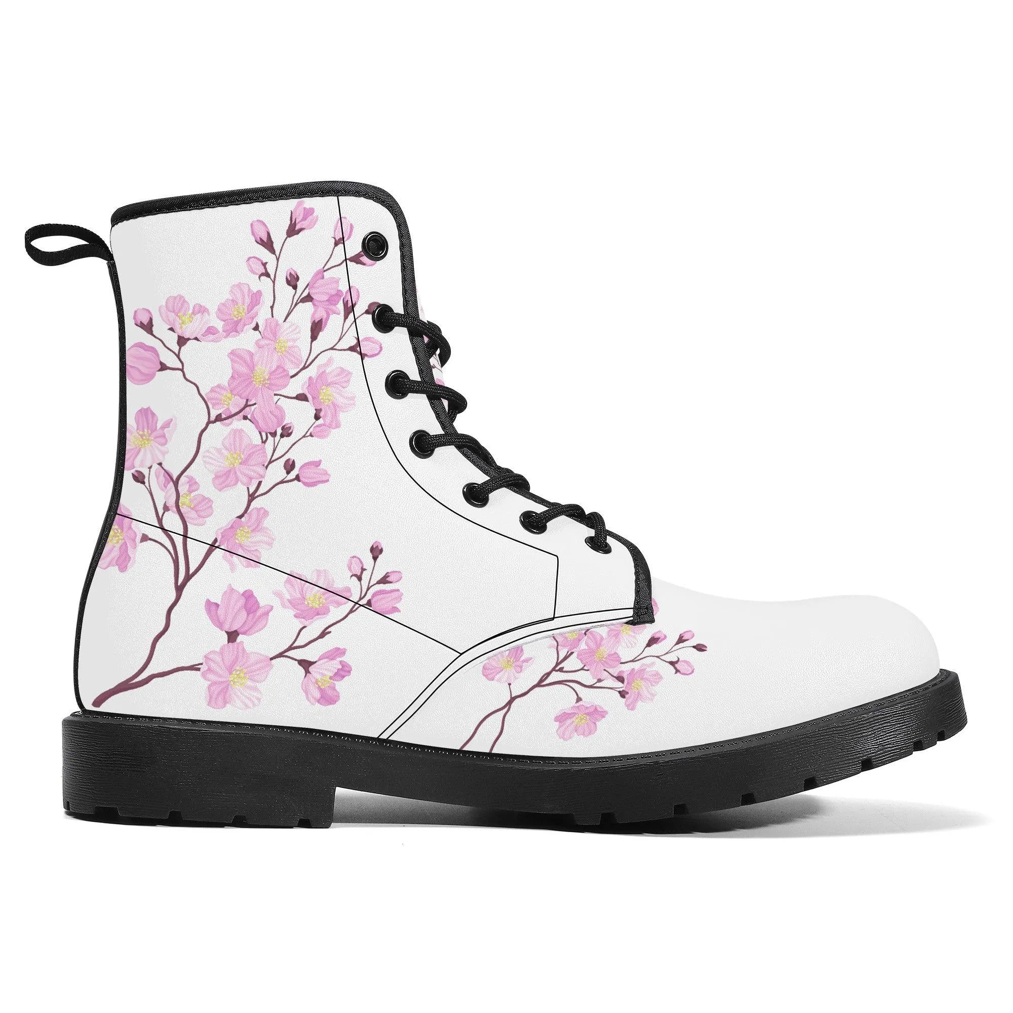 Snow White Sakura Vegan Leather Boots