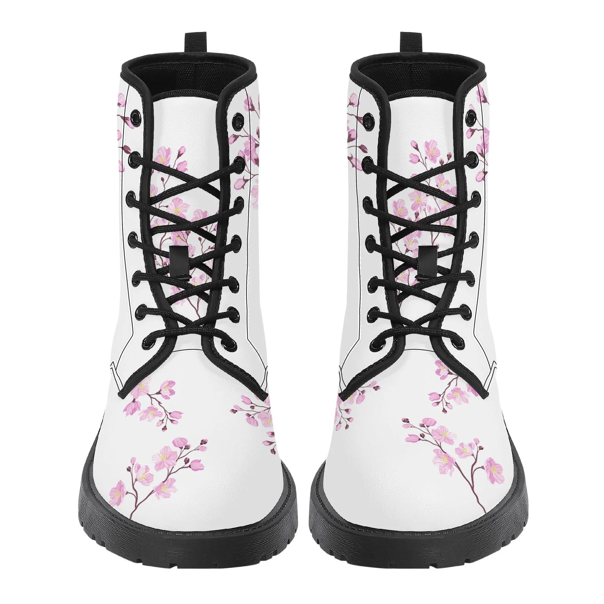 Snow White Sakura Vegan Leather Boots