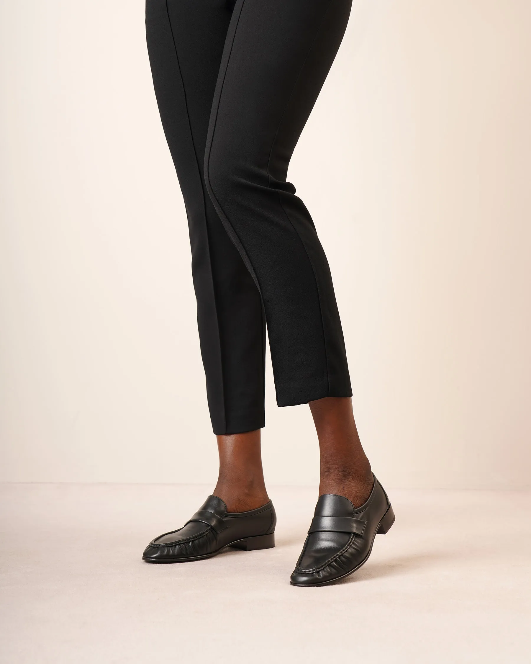 Soft black leather loafer
