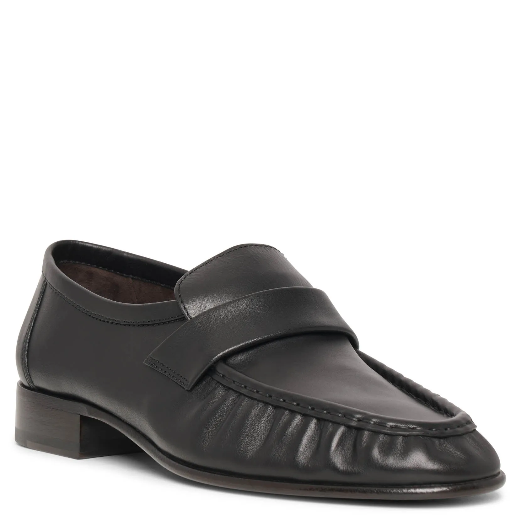Soft black leather loafer
