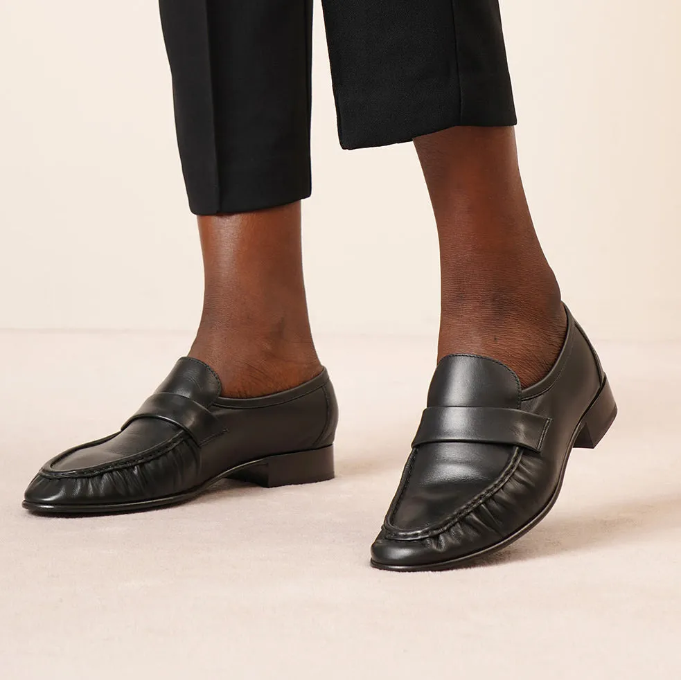 Soft black leather loafer