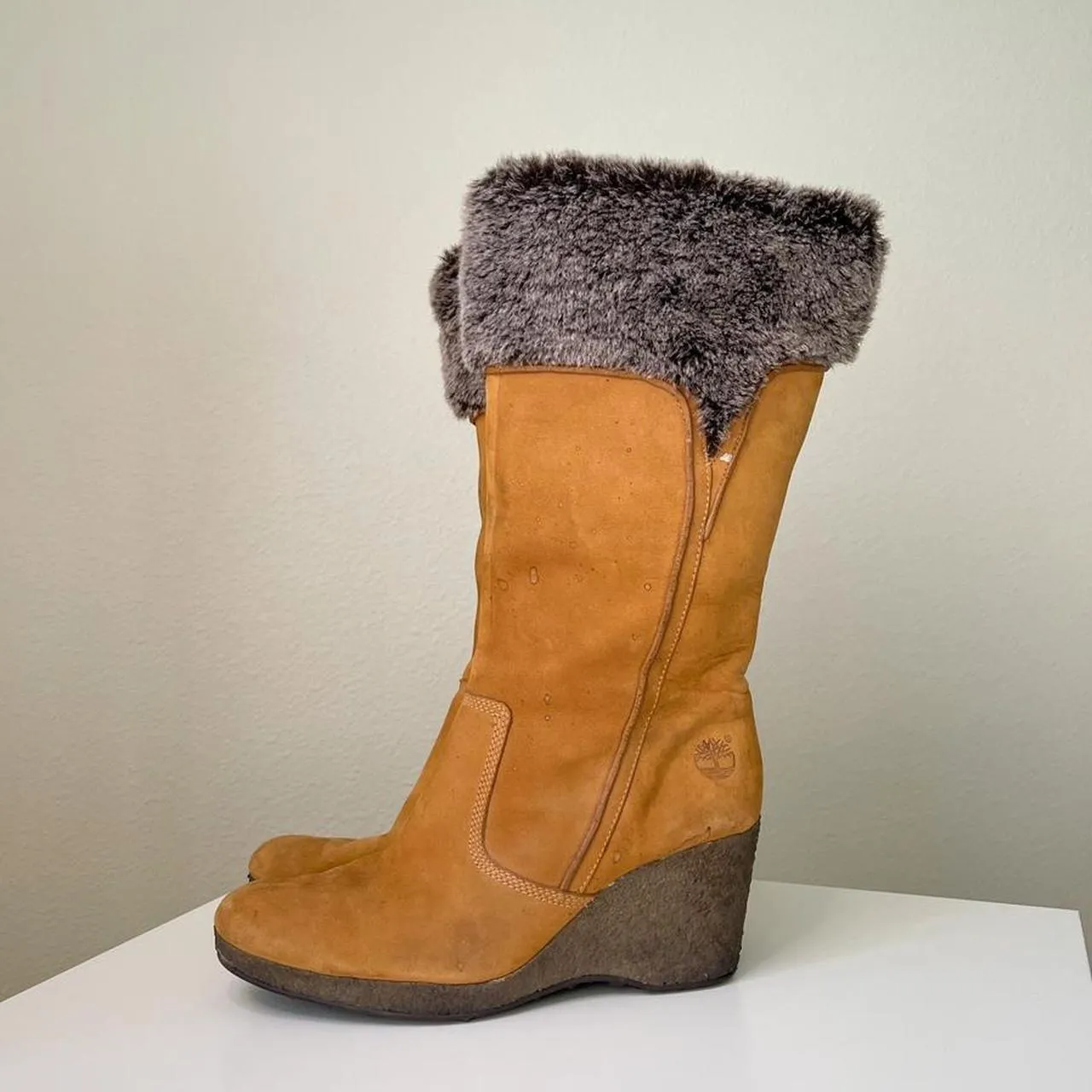 Tan Timberland Wedge Heel Boots
