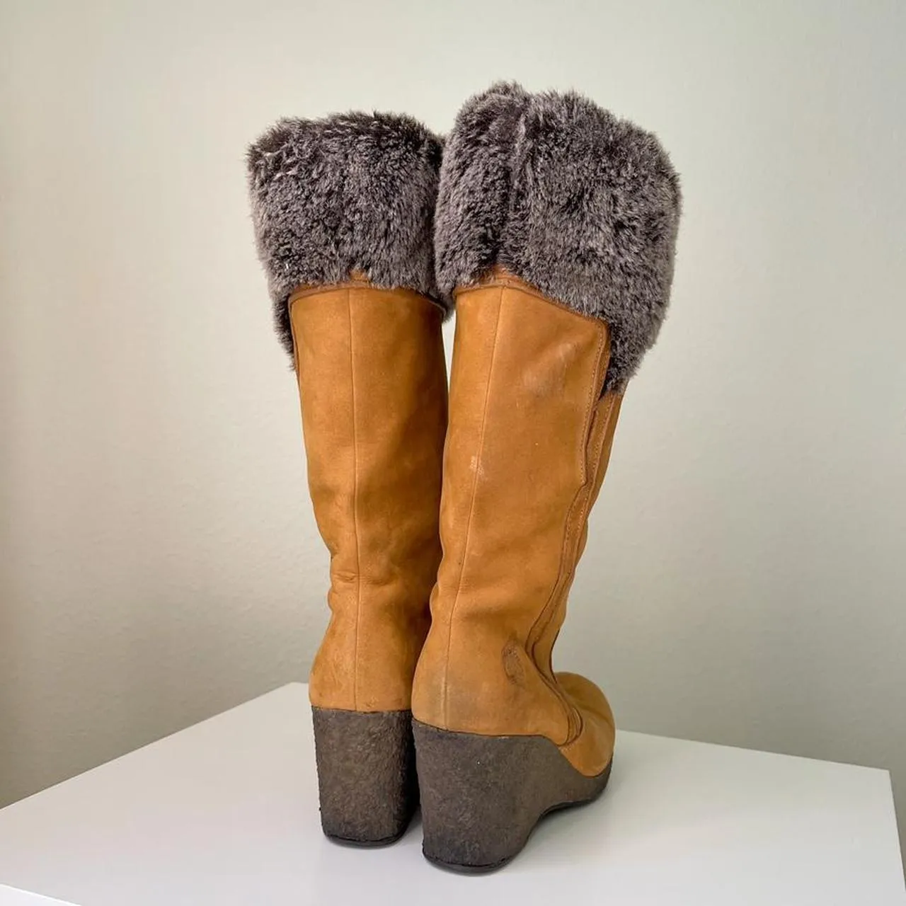 Tan Timberland Wedge Heel Boots