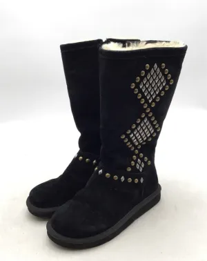 UGG Women's Avondale 3330 Black Round Toe Mid-Calf Snow Boots - Size 6