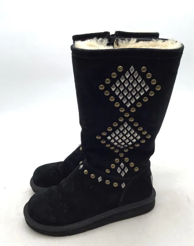 UGG Women's Avondale 3330 Black Round Toe Mid-Calf Snow Boots - Size 6