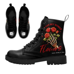 Unique Gift,Personalized Gothic with Love Boots, Custom Skull with Rose Boots, Fashion Winter Unisex Boots